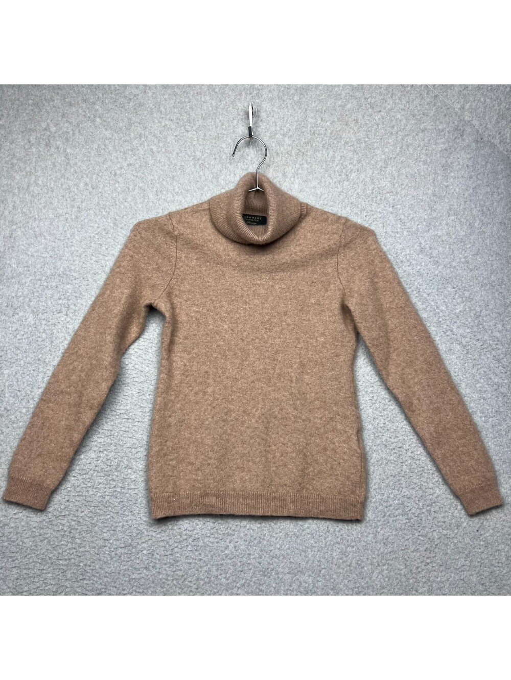 Charter Club Luxury 100% Cashmere Turtleneck Sweater Tan Camel Soft Pullover S